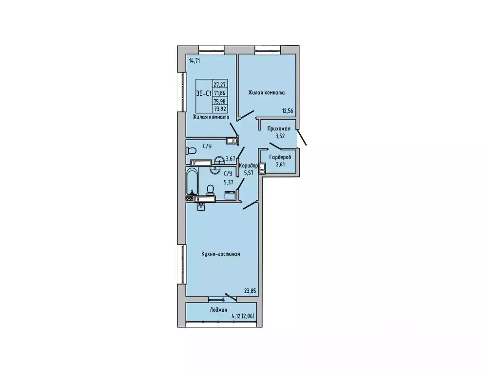 3-к кв. Ростовская область, Батайск  (73.92 м) - Фото 0