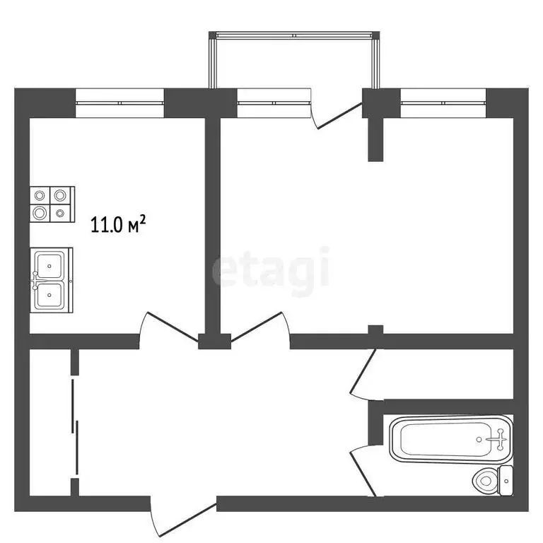 1-комнатная квартира: Елизово, улица Виталия Кручины, 25/4 (37.8 м) - Фото 1