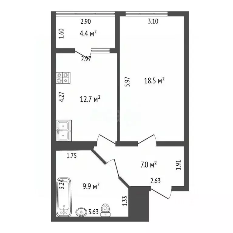 1-к кв. Крым, Ялта ул. Крупской, 52 (52.0 м) - Фото 2