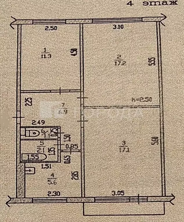 3-к кв. Алтайский край, Барнаул ул. Георгия Исакова, 173 (61.0 м) - Фото 1