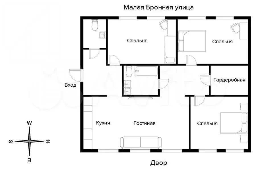 4-к. квартира, 110 м, 4/4 эт. - Фото 0