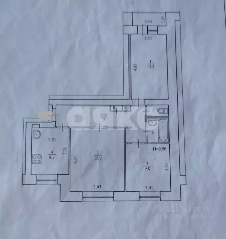 3-к кв. Волгоградская область, Волгоград Триумфальная ул., 28 (62.2 м) - Фото 2