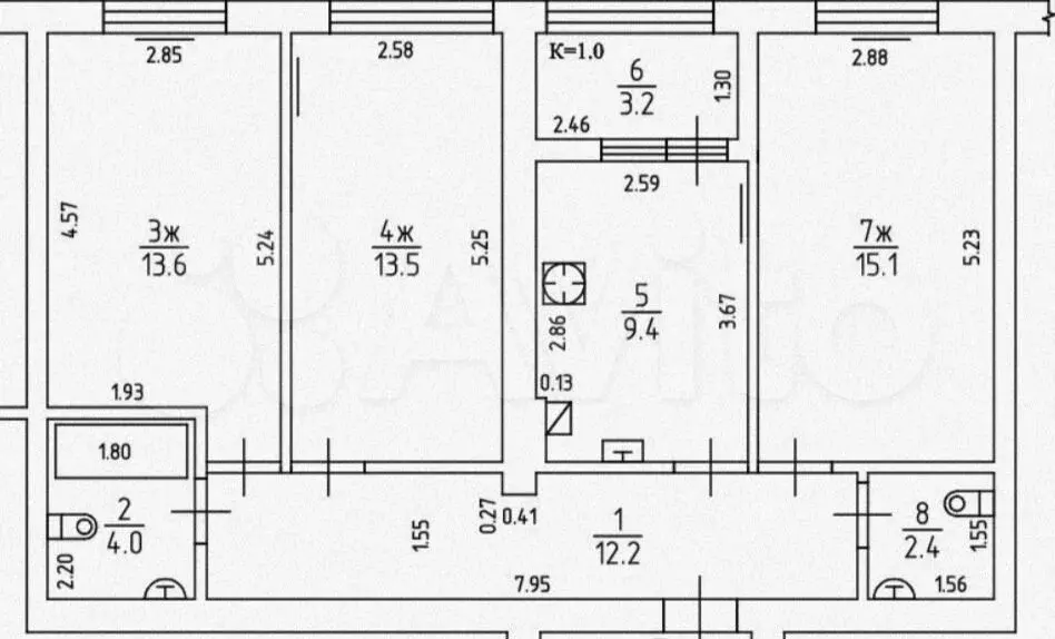 3-к. квартира, 73 м, 4/5 эт. - Фото 0