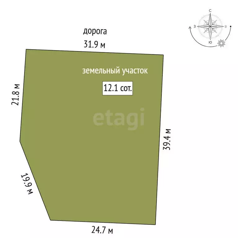 Участок в село Надеждино, Полевая улица (12 м) - Фото 1