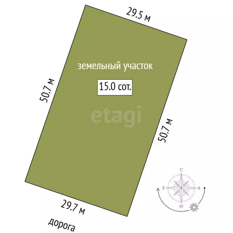 Участок в Онохино, Набережная улица (15 м) - Фото 1