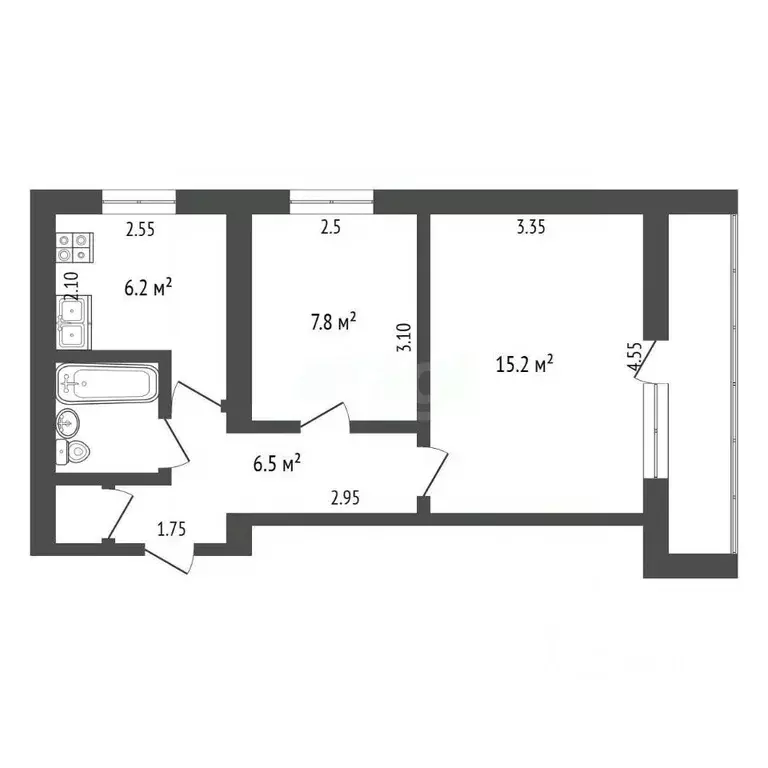2-к кв. Крым, Бахчисарайский район, с. Верхоречье ул. Садовая, 2 (39.0 ... - Фото 2