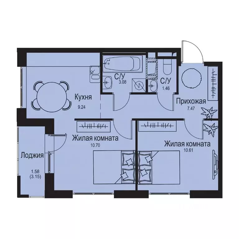 2-к кв. Ленинградская область, Всеволожский район, Заневское городское ... - Фото 1