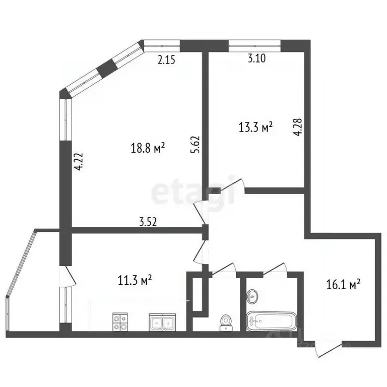 2-к кв. Ярославская область, Ярославль проезд 2-й Брагинский, 3к2 ... - Фото 2
