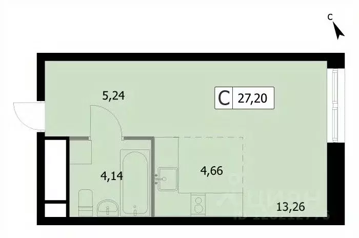 Студия Москва 3-я Гражданская ул., 21 (27.0 м) - Фото 0