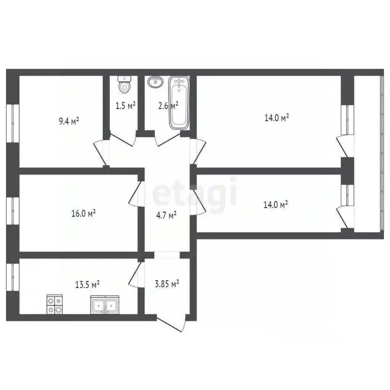 4-к кв. Краснодарский край, Новороссийск просп. Ленина, 22 (75.8 м) - Фото 1