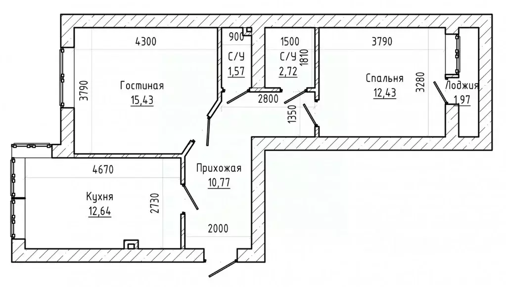 2-к кв. Кабардино-Балкария, Нальчик Московская ул. (55.27 м) - Фото 2
