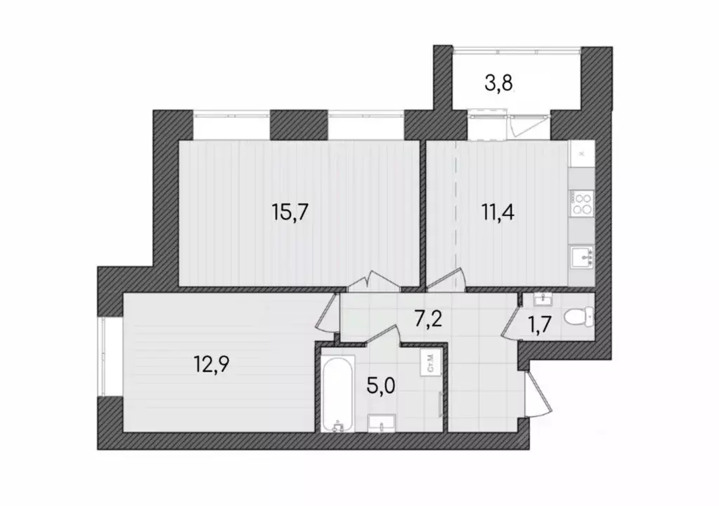 2-к кв. Кировская область, Киров ул. Капитана Дорофеева, 22 (57.7 м) - Фото 1