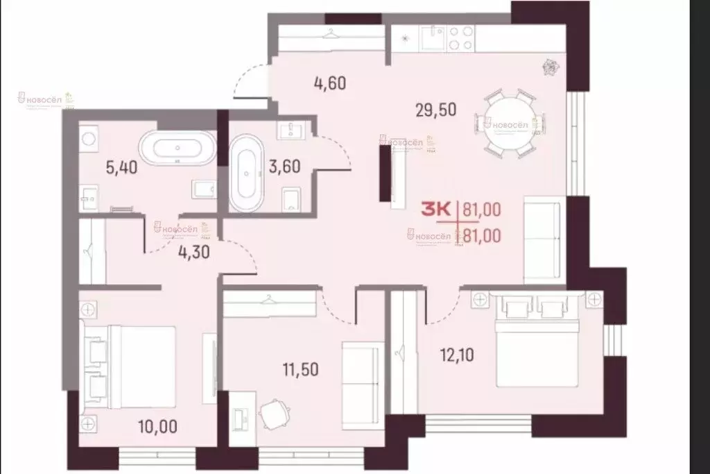 3-комнатная квартира: Екатеринбург, улица Академика Вавилова, 9 (81 м) - Фото 1