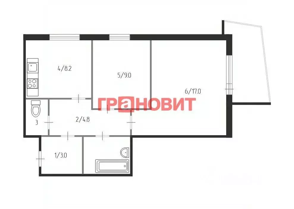 2-к кв. Новосибирская область, Новосибирск Геодезическая ул., 17/1 ... - Фото 1