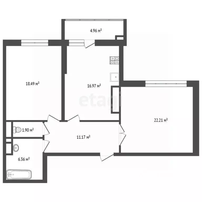 2-к кв. Тюменская область, Тюмень ул. 50 лет Октября, 4 (78.0 м) - Фото 2