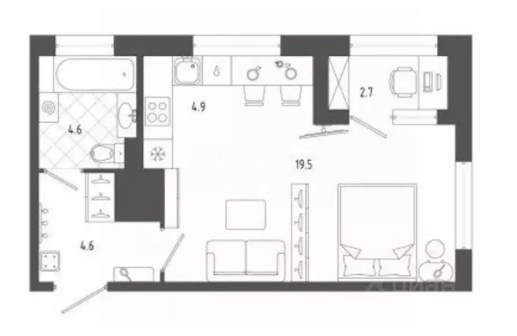 1-к кв. Санкт-Петербург бул. Измайловский, 9 (35.0 м) - Фото 1