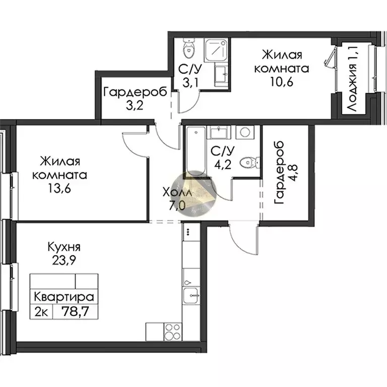 2-комнатная квартира: Санкт-Петербург, Галерный проезд, 1к2 (78.7 м) - Фото 1