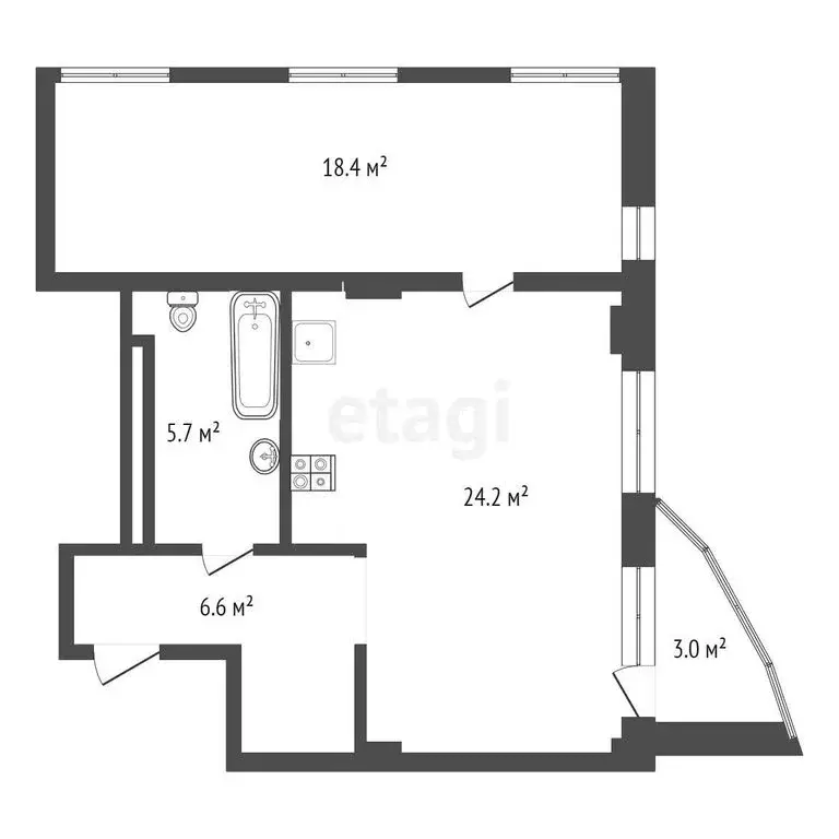 1-комнатная квартира: Тюмень, улица Чернышевского, 2Бк11 (54.8 м) - Фото 1