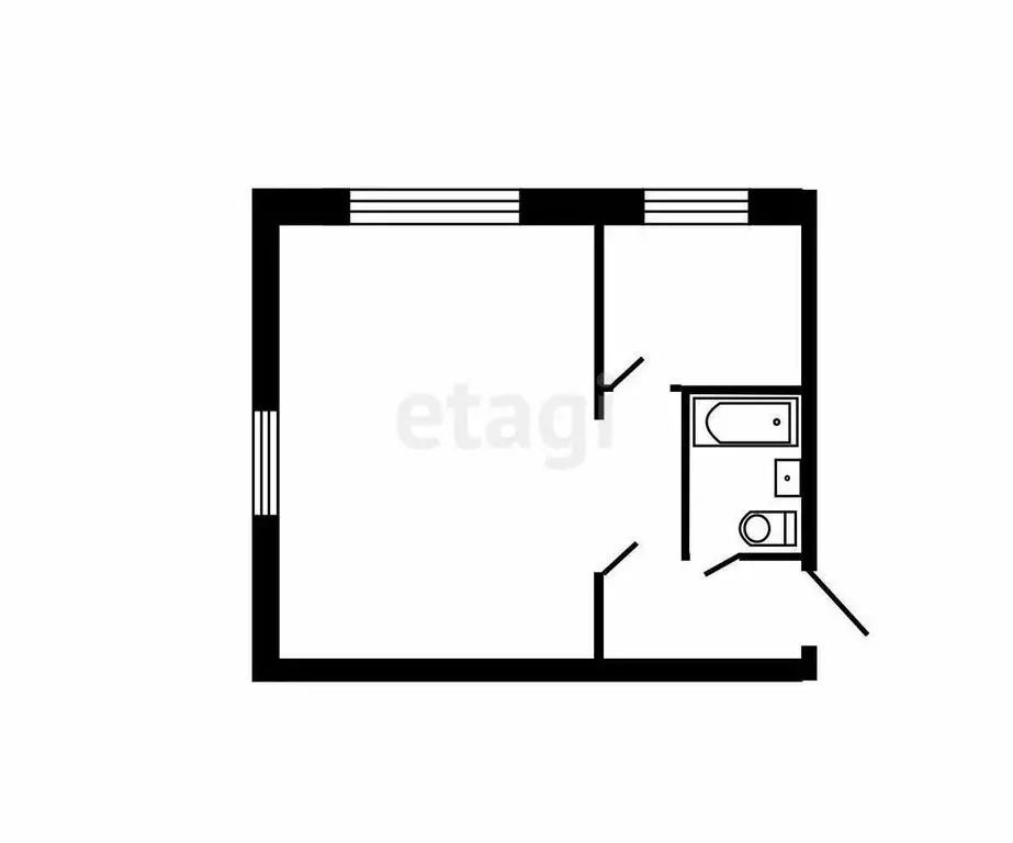 1-комнатная квартира: посёлок Увельский, улица Сергея Тюленина, 1А (33 ... - Фото 1