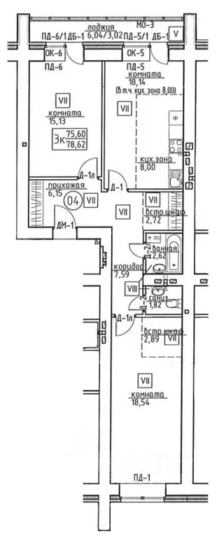 3-к кв. Томская область, Томск ул. Некрасова, 25 (78.62 м) - Фото 0