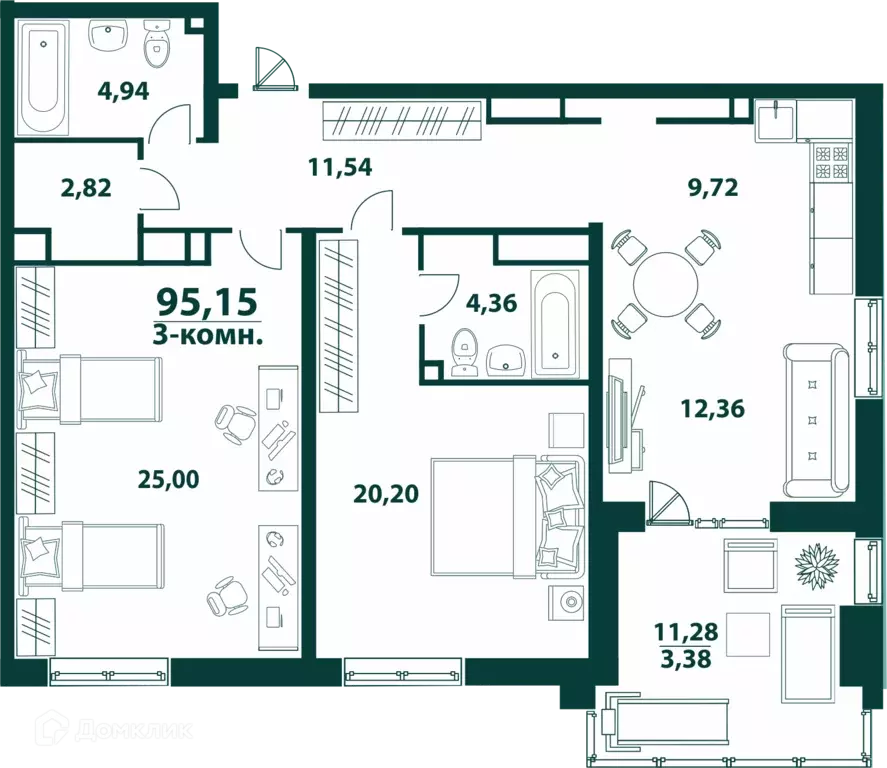 Продаётся 3-к квартира, 95.15 м - Фото 0