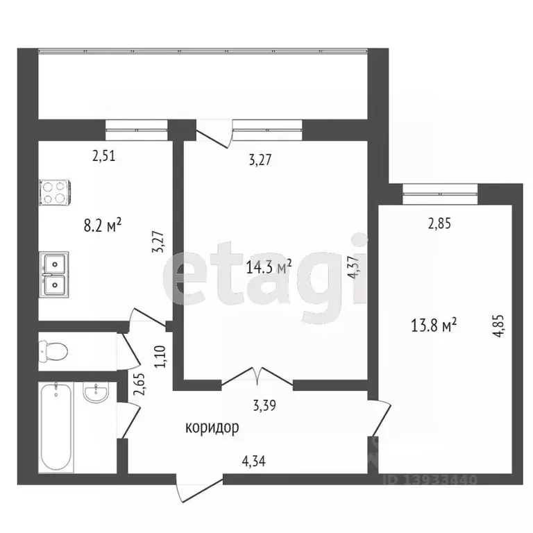 2-к кв. Тюменская область, Тюмень Широтная ул., 148к3 (47.0 м) - Фото 2