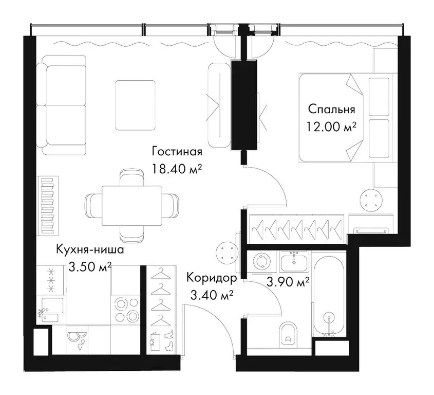 1-комнатная квартира: Москва, 3-я улица Ямского Поля (41.2 м) - Фото 1