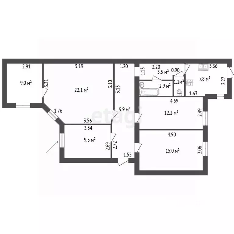 Комната Санкт-Петербург Малая Подьяческая ул., 8 (9.5 м) - Фото 2