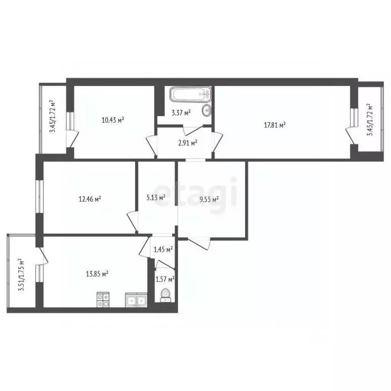 3-к кв. Ростовская область, Ростов-на-Дону ул. Тимофеева, 9 (78.3 м) - Фото 1