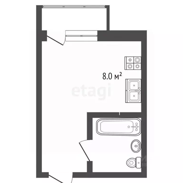 Студия Ростовская область, Ростов-на-Дону ул. Нансена, 109/6 (30.0 м) - Фото 2