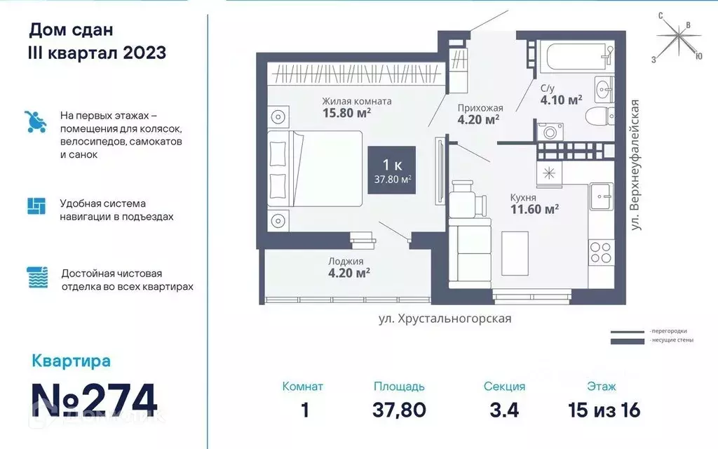 Продаётся 1-к квартира, 37.9 м - Фото 0