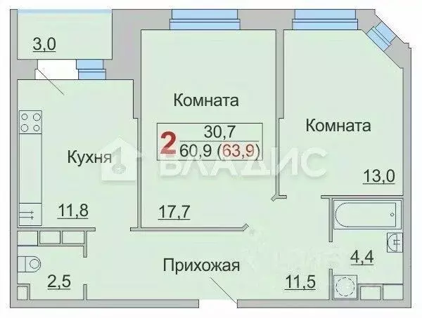 2-к кв. Московская область, Мытищи городской округ, пос. Мебельной ... - Фото 2