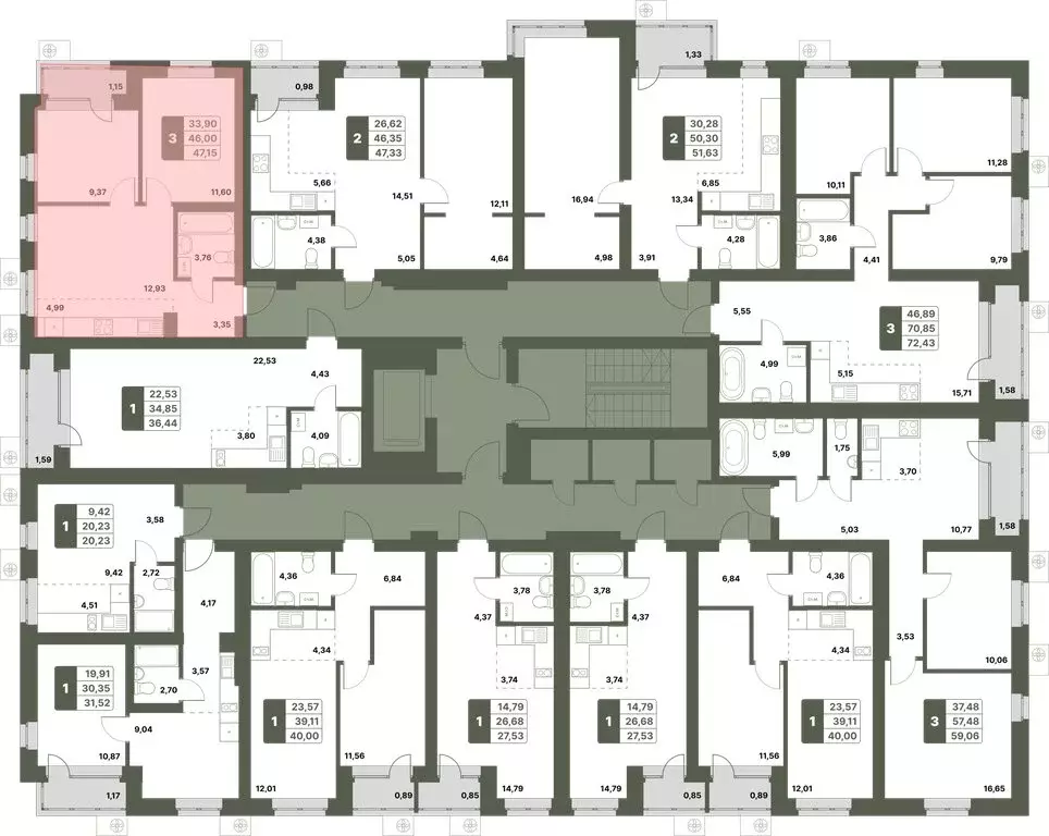 3-комнатная квартира: Уфимский район, село Миловка (47.15 м) - Фото 1