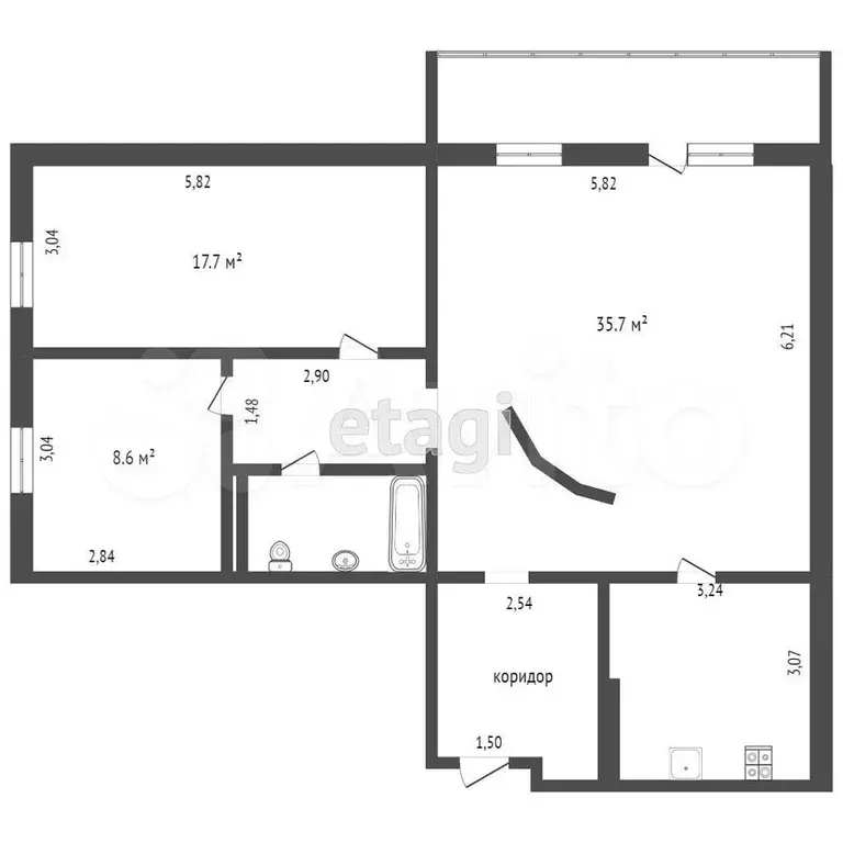 3-к. квартира, 86 м, 8/10 эт. - Фото 1