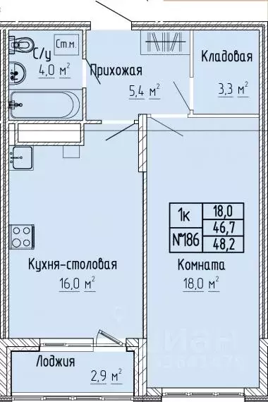 1-к кв. Тверская область, Тверь Атлант жилой комплекс (48.1 м) - Фото 0