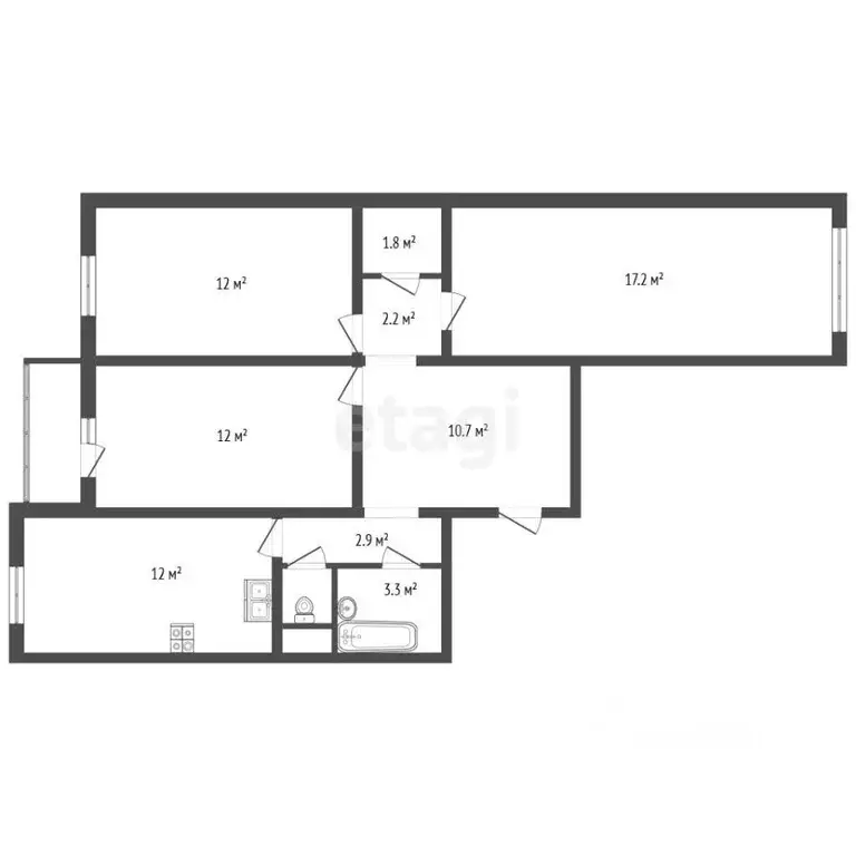 3-к кв. Санкт-Петербург дор. Муринская, 84 (76.9 м) - Фото 2