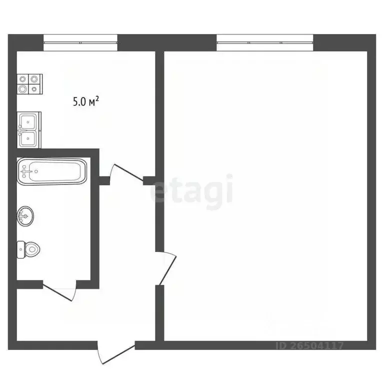 1-к кв. Севастополь ул. Пролетарская, 15 (29.3 м) - Фото 2