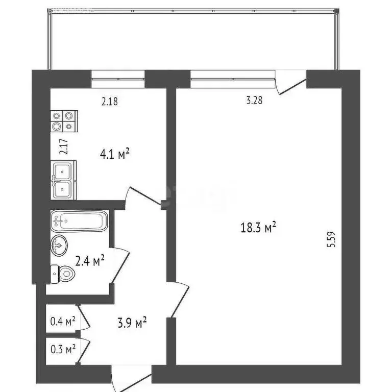 1-комнатная квартира: Севастополь, улица Серафимовича, 26 (32.3 м) - Фото 0