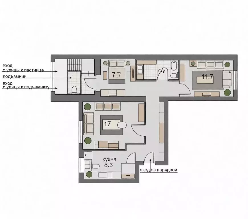 2-к кв. Санкт-Петербург ул. Ильюшина, 15К1 (62.7 м) - Фото 1