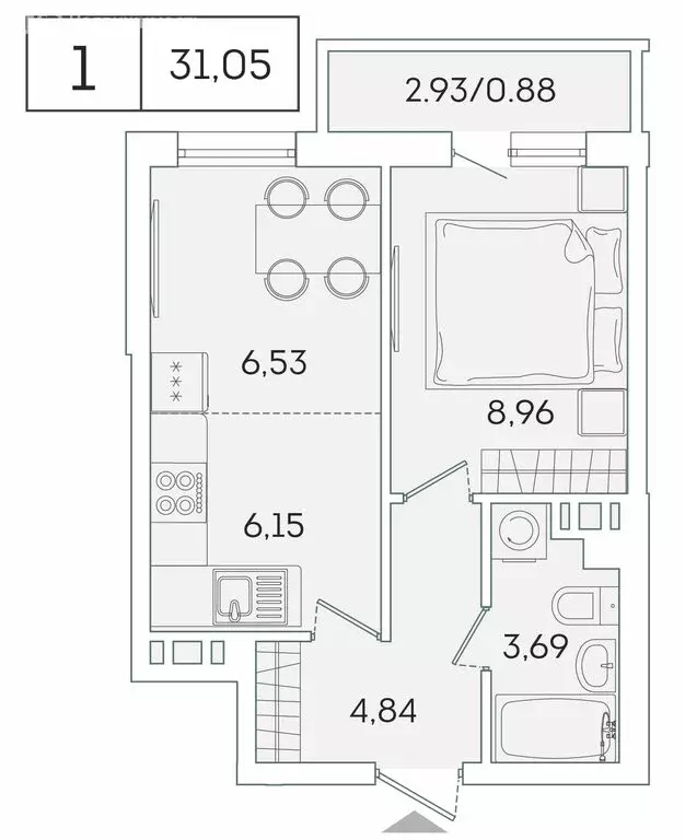 1-комнатная квартира: Мурино, Екатерининская улица, 11 (30.1 м) - Фото 0