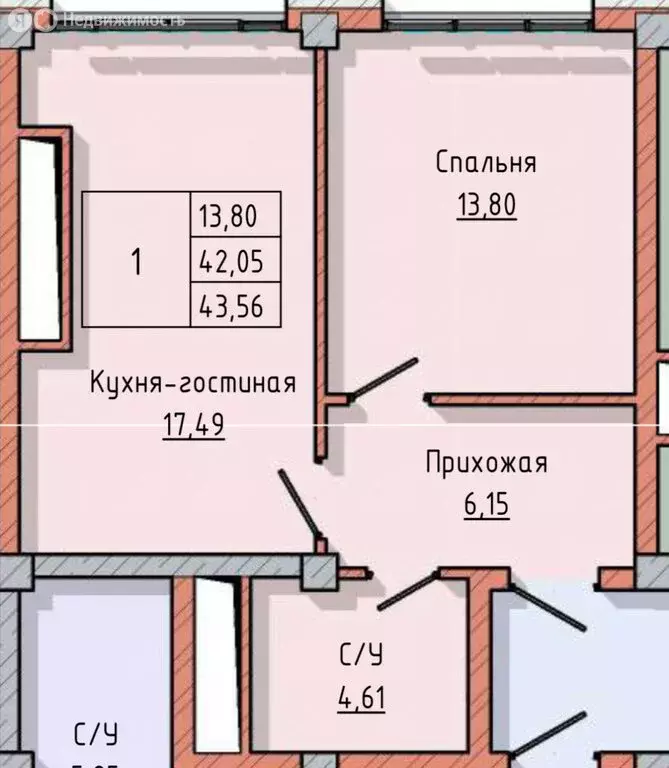 1-комнатная квартира: Нальчик, улица Ашурова, 1 (43.56 м) - Фото 0