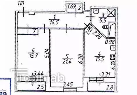 2-к кв. Санкт-Петербург Богатырский просп., 59к3 (75.7 м) - Фото 2