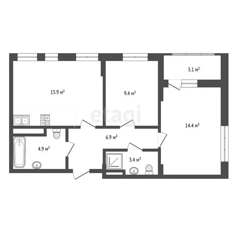 2-комнатная квартира: Симферополь, Караимская улица, 50 (55.4 м) - Фото 1