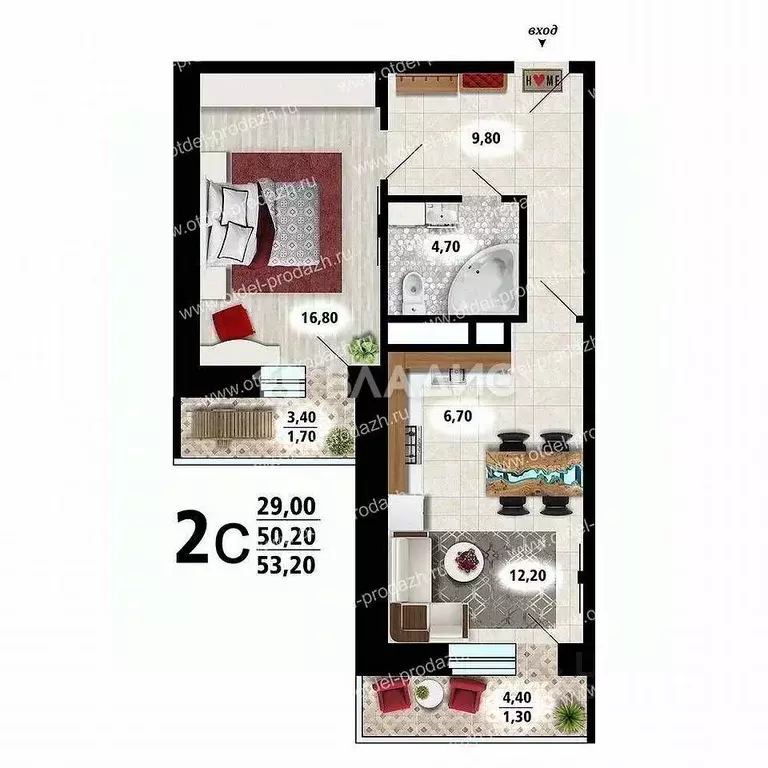 1-к кв. Воронежская область, Воронеж Московский просп., 48Д (50.0 м) - Фото 2