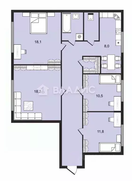 4-к кв. Санкт-Петербург Краснопутиловская ул., 4 (83.0 м) - Фото 1