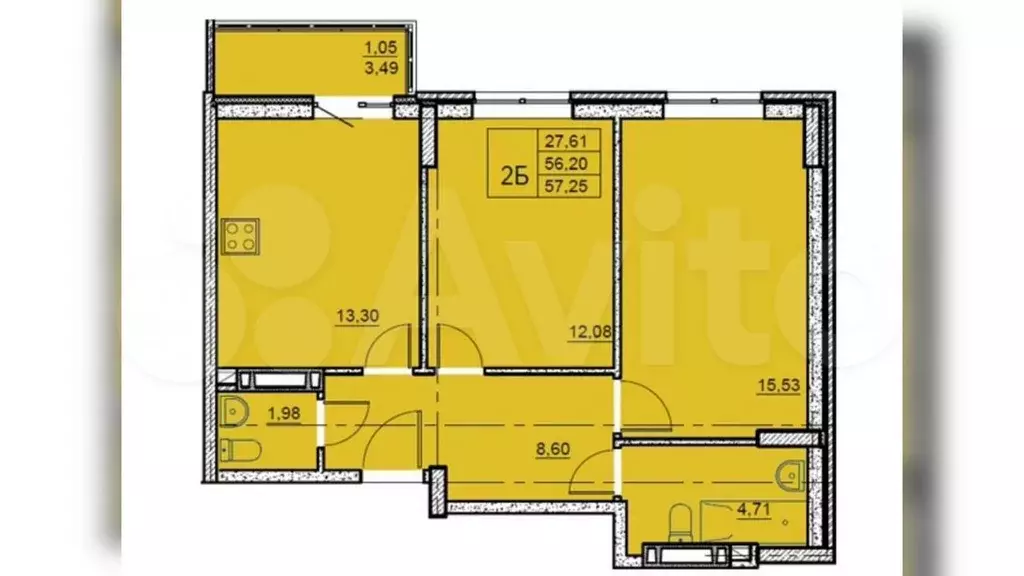 3-к. квартира, 62 м, 6/9 эт. - Фото 0