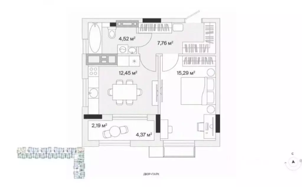 1-к кв. Калининградская область, Калининград Аэропортная ул., 1А ... - Фото 2
