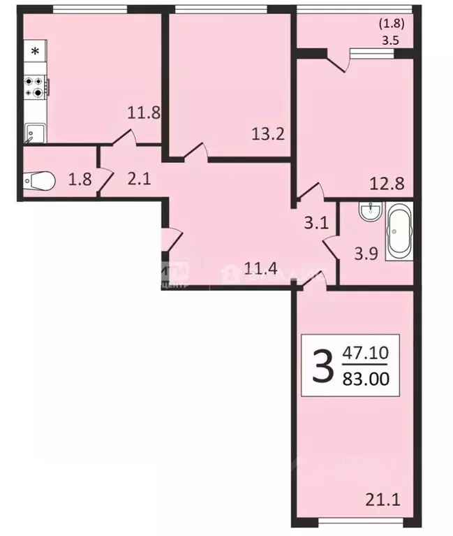 3-к кв. Воронежская область, Воронеж ул. Загоровского, 9/2 (83.0 м) - Фото 0