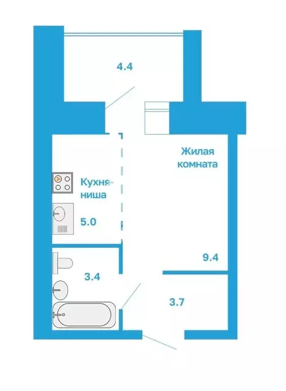 Квартира-студия: село Чигири, улица Василенко, 7/3 (23.6 м) - Фото 1