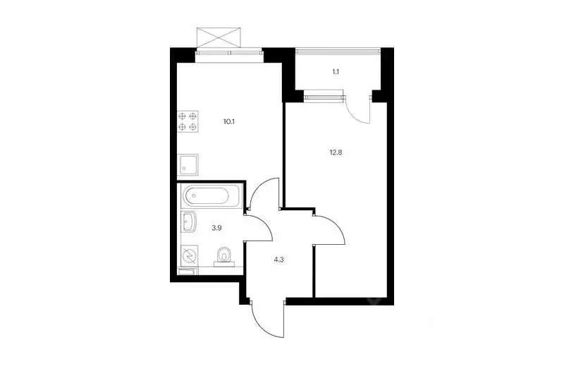 1-к кв. Тюменская область, Тюмень Полевая ул., 117к2 (35.0 м) - Фото 1